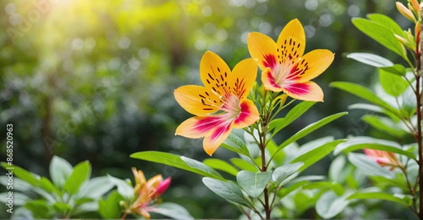 Fototapeta Scattered Alstroemeria Blooms Adding a Touch of Natural Beauty
