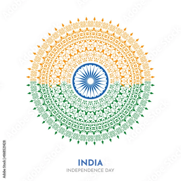Obraz 15th August Independence Day Minimal Vector of Indian Traditional Tricolor Mandala
