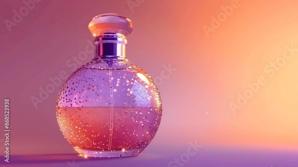 Fototapeta perfume bottle in different gestured and shaped with abstract background  isolated on the gradient background with mint cool and cube background 