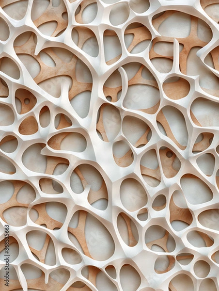 Obraz White plastic material with an intricate cutout pattern in brown and beige colors