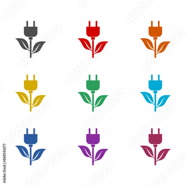 Fototapeta Eco power icon isolated on white background. Set icons colorful