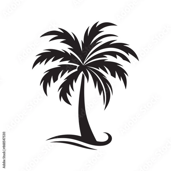 Obraz Palm Tree Silhouette, Silhouette Palm Tree. Black palm trees set isolated on white background.