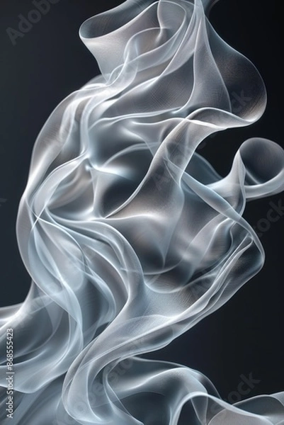 Obraz Ethereal Flowing White Fabric Against Dark Background Creating Abstract and Dreamlike Visual Effect