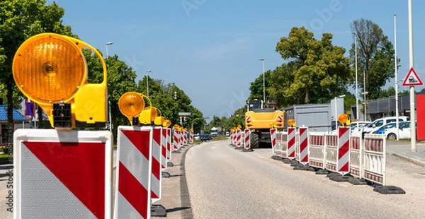 Obraz Roadworks with road narrowing - 0476