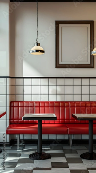 Obraz Retro American diner with wall poster mockup