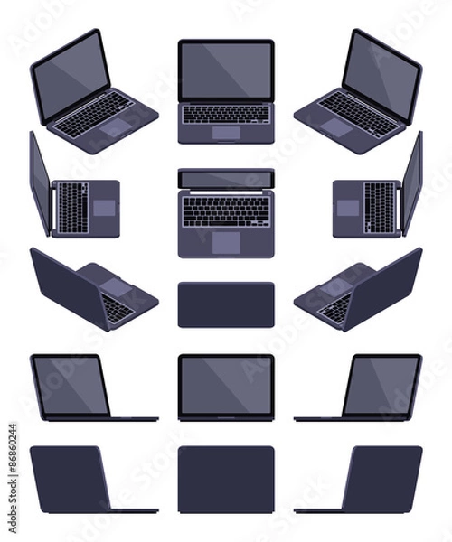 Fototapeta Isometric black laptop