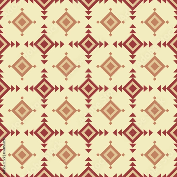 Obraz Red Native American pattern , Geometric traditional seamless textile