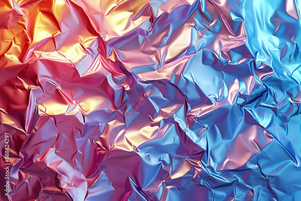 Fototapeta Crumpled Rainbow Foil Abstract Background