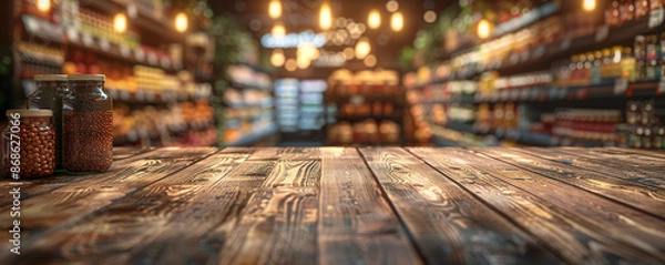 Fototapeta Supermarket Aisle Interior with Product Display