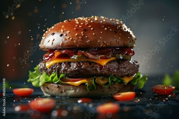 Fototapeta Front View Burger Photography Realistic 