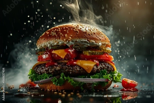 Fototapeta Front View Burger Realistic Photo