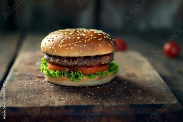 Fototapeta Front View Burger Realistic Photo