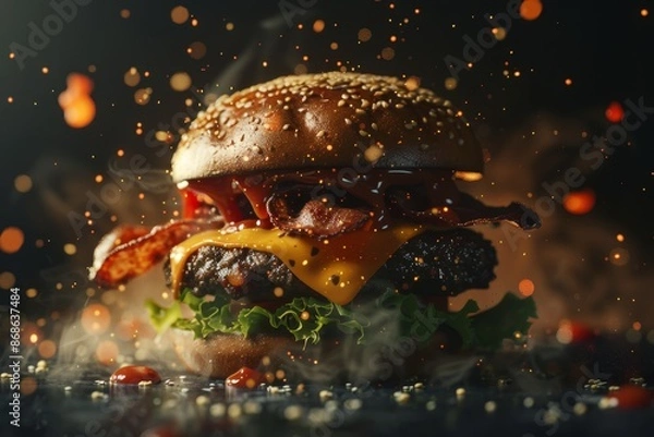 Fototapeta Front View Burger Realistic Photo