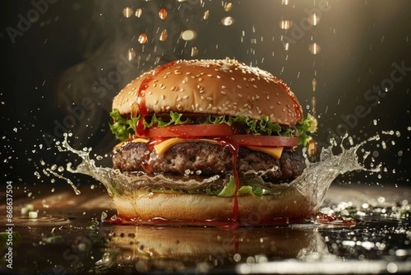 Fototapeta Front View Burger Realistic Photo