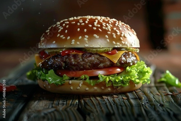Fototapeta Front View Burger Realistic Photo