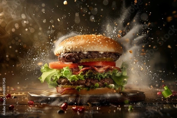 Fototapeta Front View Burger Realistic Photo
