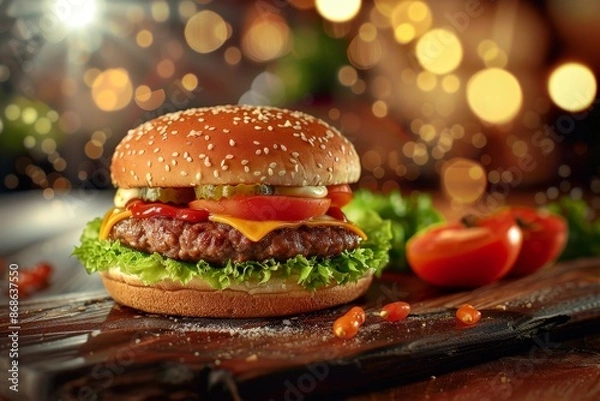 Fototapeta Front View Burger Realistic Photo