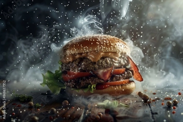 Fototapeta Front View Burger Realistic Photo
