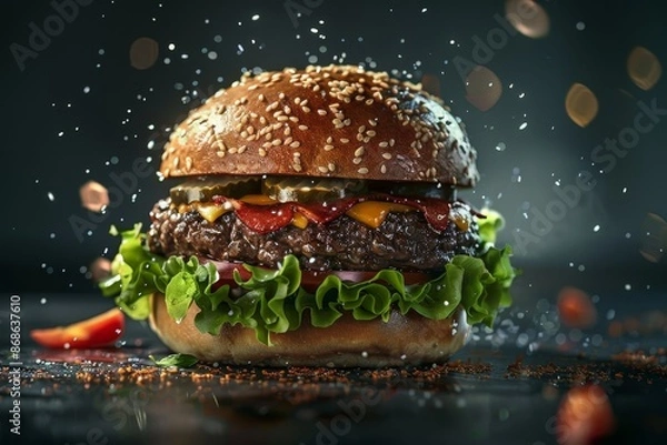 Fototapeta Front View Burger Realistic Photo