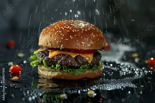 Fototapeta Front View Burger Realistic Photo