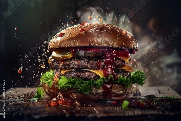 Fototapeta Front View Burger Realistic Photo