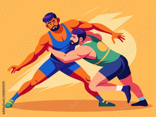 Fototapeta A kabaddi player tagging an opponent