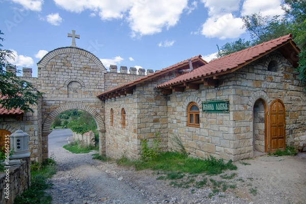 Fototapeta Lyadovsky Usiknovinsky rock men's monastery, Lyadova village in Vinnytsya region, Ukraine. Shop of religious symbolism and iconography.