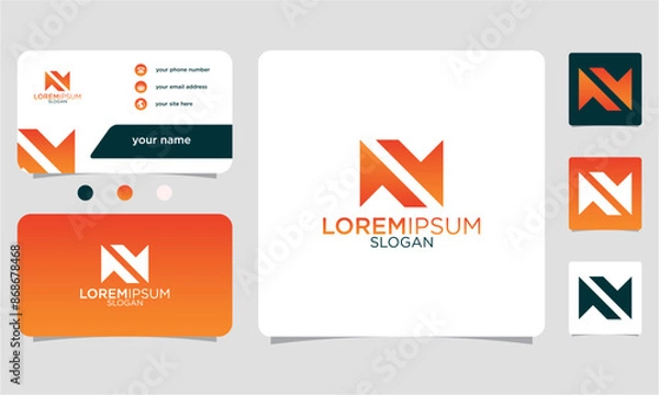 Obraz Letter N logo icon company sign vector design with brand business card
