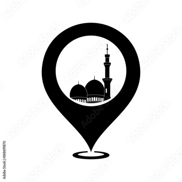 Obraz map pin vector icon, mosque location point. mosque location vector icon.