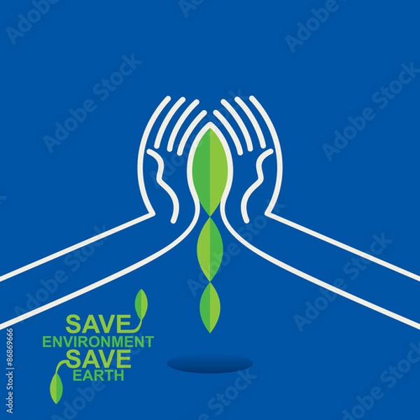 Fototapeta leaf safe in hand save environment concept 