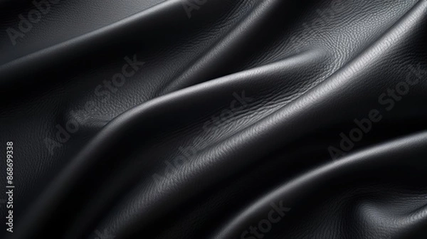 Obraz Smooth black leather texture, sophisticated and upscale, great for premium accessories