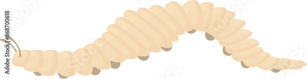 Fototapeta White caterpillar is making its way across a white background