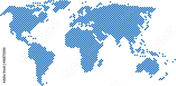 Obraz Square shape world map on transparent background.