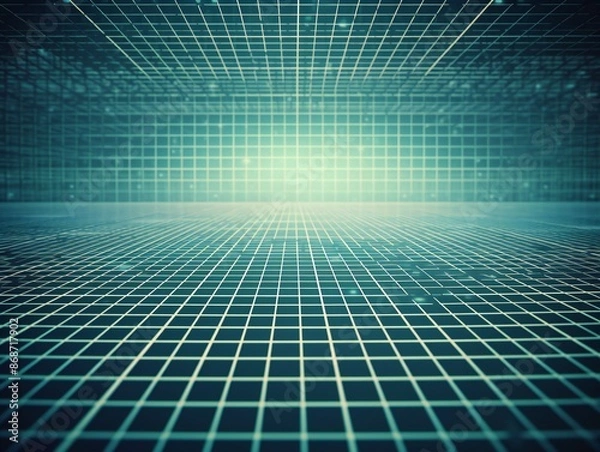 Fototapeta Perspective grid abstract retro background