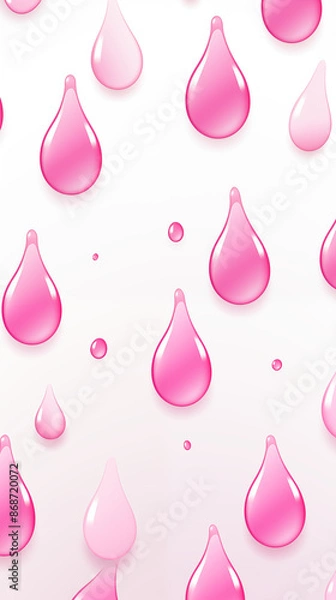 Fototapeta Pink Ink and Water Drops on White Background, Abstract Image, Texture, Pattern Background, Wallpaper, Background, Cell Phone Cover and Screen, Smartphone, Computer, Laptop, 9:16 and 16:9 Format - PNG