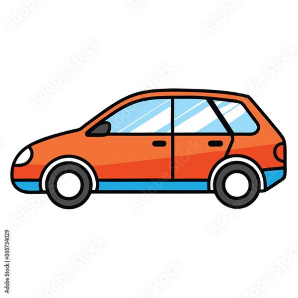 Fototapeta A colorful passenger car with a simple contour design