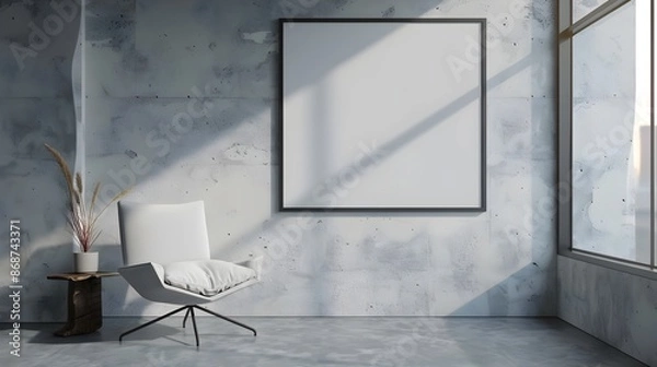 Fototapeta Minimalist 3D Render of Contemporary Frame and Chair Decor for Home or Office