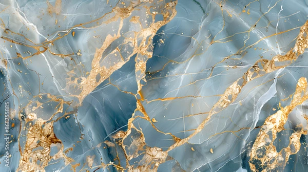 Obraz Blue marble texture with golden veining