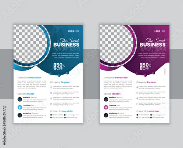 Fototapeta Corporate creative colorful business flyer template design, pamphlet design template, abstract business flyer, vector template design, one pager vector design, booklet design template.