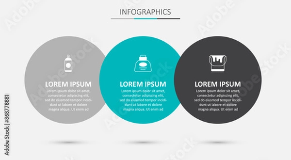 Fototapeta Set Inkwell, Paint spray can and bucket. Business infographic template. Vector