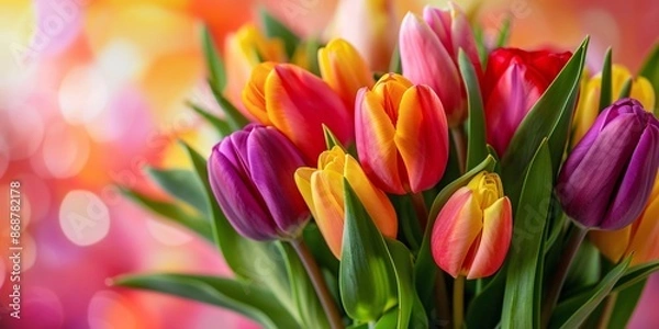 Obraz Tulips. Beautiful bouquet of tulips. colorful tulips. tulips in spring,colourful tulip