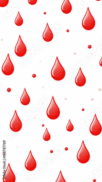 Fototapeta Red Paint and Water Drops on White Background, Abstract Image, Texture, Pattern Background, Wallpaper, Background, Cell Phone Cover and Screen, Smartphone, Computer, Laptop, 9:16 and 16:9 Format - PNG