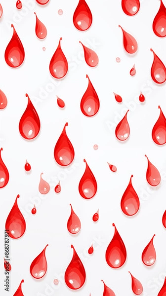 Fototapeta Red Paint and Water Drops on White Background, Abstract Image, Texture, Pattern Background, Wallpaper, Background, Cell Phone Cover and Screen, Smartphone, Computer, Laptop, 9:16 and 16:9 Format - PNG