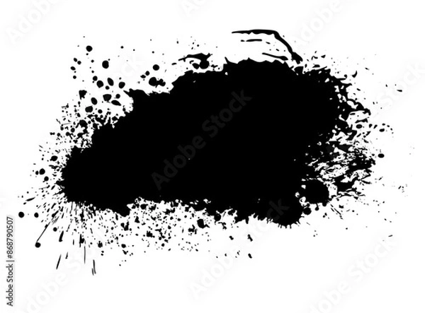 Fototapeta Abstract black blot object. Background with ink splashes. hand drawing. Not AI, Vector illustration