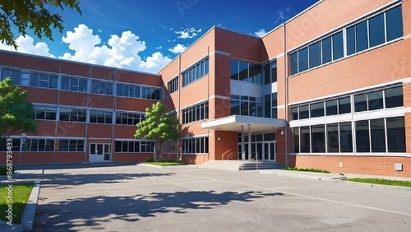 Obraz modern school building made with many windows for back to school background