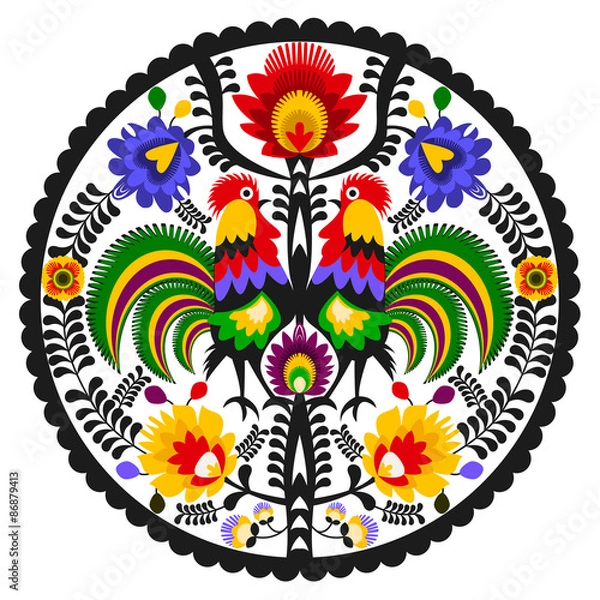 Obraz Polski folklor - okrągły wzór ludowy