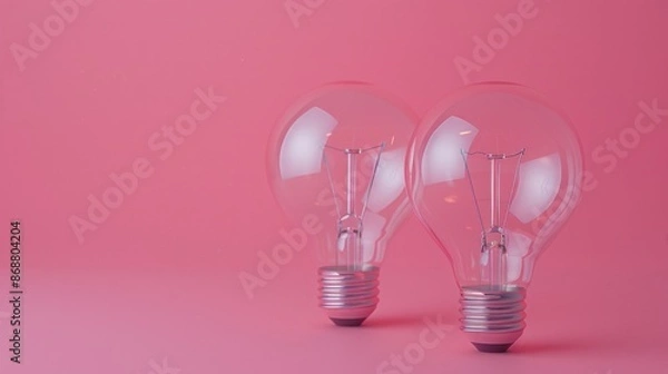 Obraz Two light bulbs on pink surface