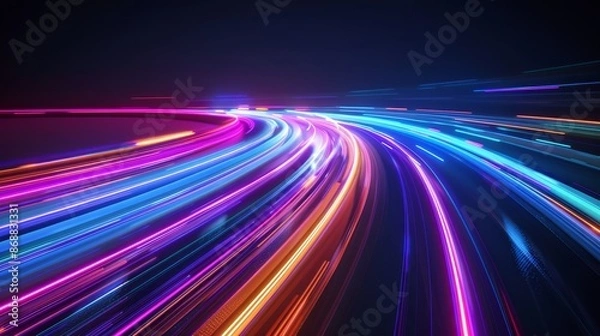 Fototapeta Colorful light trails motion fast effect wallpaper background