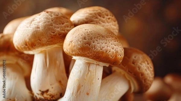 Fototapeta Mushrooms champignon horizontal wallpaper background 