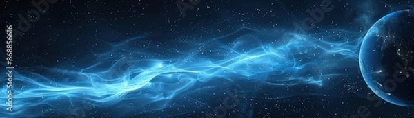 Obraz A blue and white planet with a blue and white sky